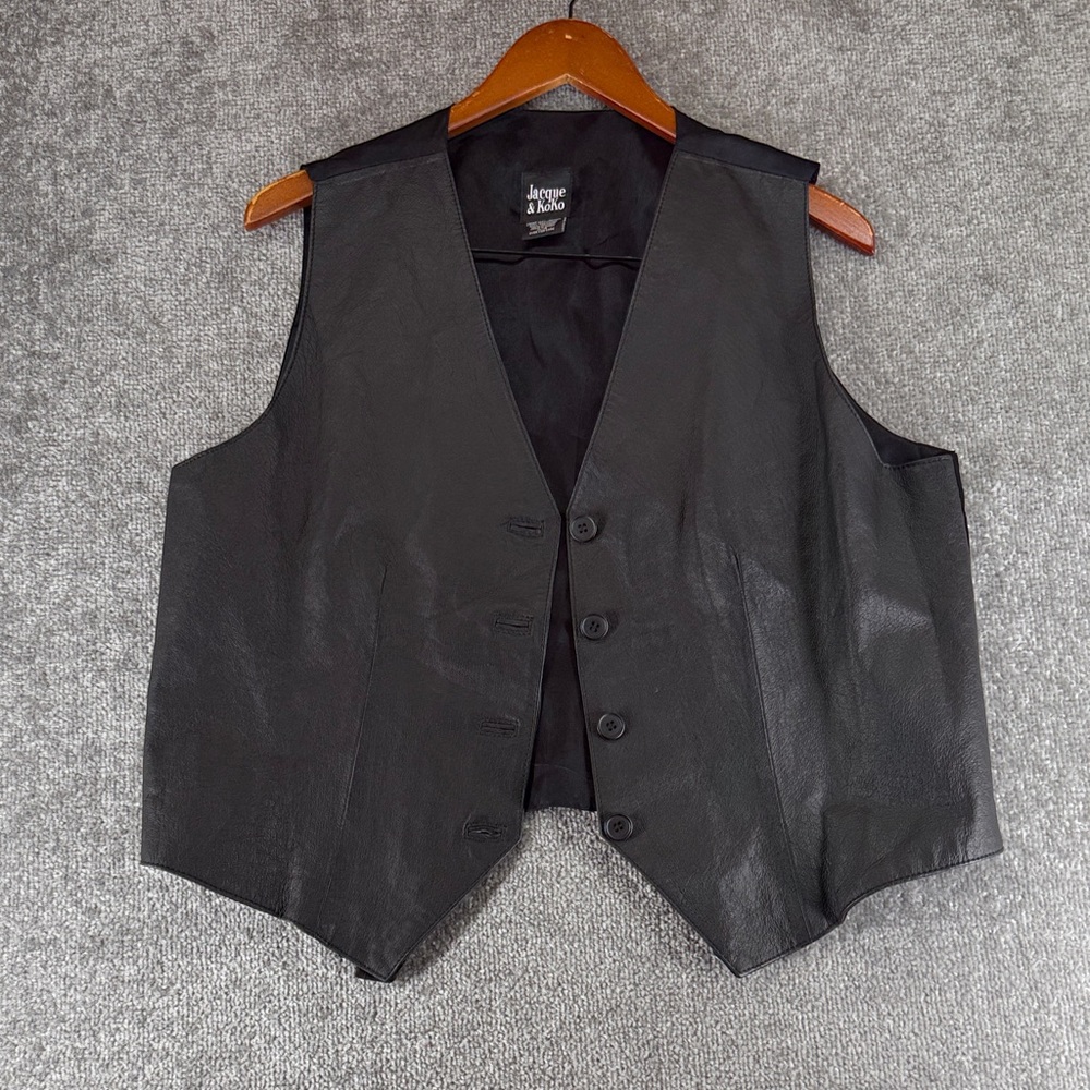 Jacque & Koko Black Leather Vest Womens Size 14 16